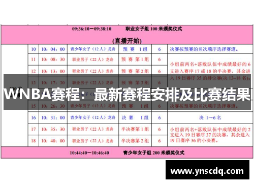 WNBA赛程：最新赛程安排及比赛结果